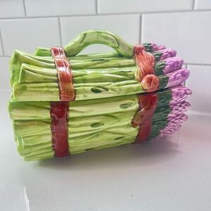 Vintage Majolica Style Asparagus Dish Box